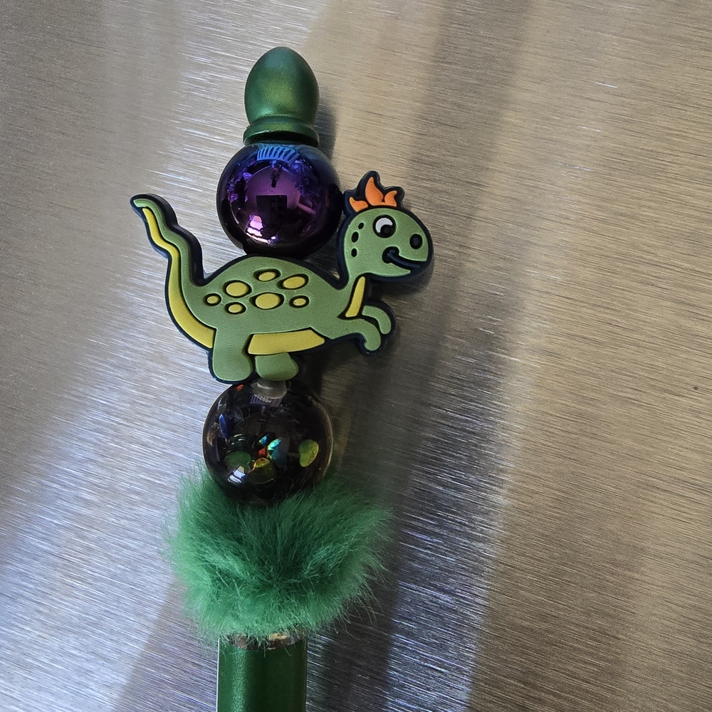 6 Choices Dinosaur Pen Or Stylus 2 In 1 Pen with Bead Accents.